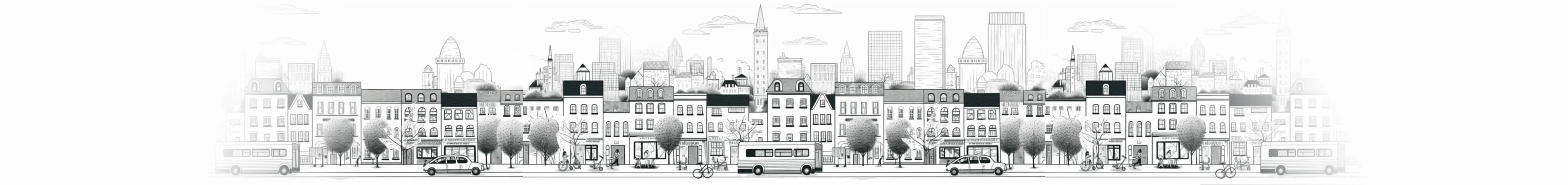 Set of houses on a semi-transparent background
